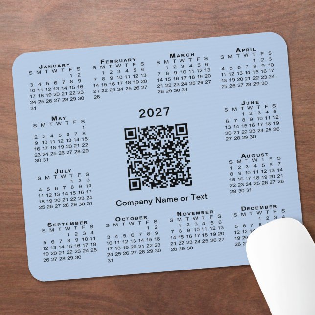 Simple 2027 Calendar Business QR Code Light Blue Mouse Pad (Simple 2027 Calendar Business QR Code Light Blue Mouse Pad
in situ)