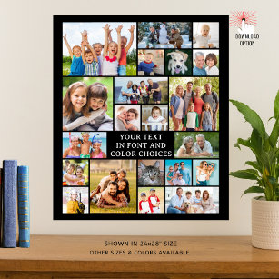 Simple 21 Photo Collage Custom Colour Personalized Poster