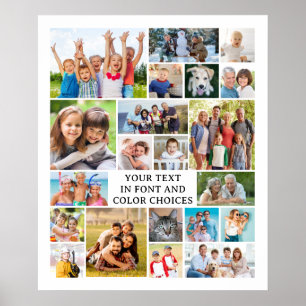 Simple 21 Photo Collage Personalized Custom Colour Poster