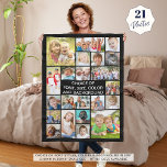 Simple 21 Photo Collage Personalized Your Colour Fleece Blanket<br><div class="desc">Create your own custom, personalized photo memory fleece blanket utilizing this easy-to-upload photo collage template with 21 square and rectangle pictures to accommodate a variety of images. Commemorate a special occasion like an anniversary, birthday, graduation, retirement, etc., celebrate a holiday, comfort someone with a memorial remembrance tribute keepsake or for...</div>