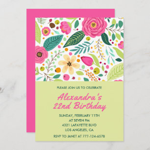 Simple 22nd birthday invitations Floral Colourful