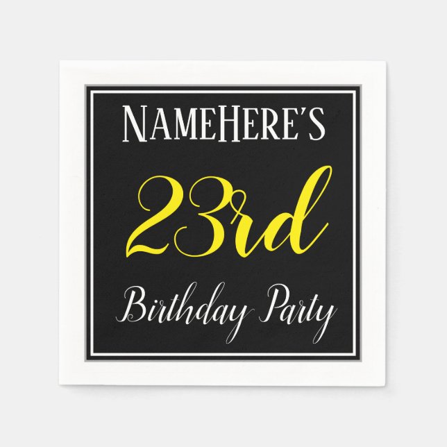 Simple, 23rd Birthday Party w/ Custom Name Napkin (Front)