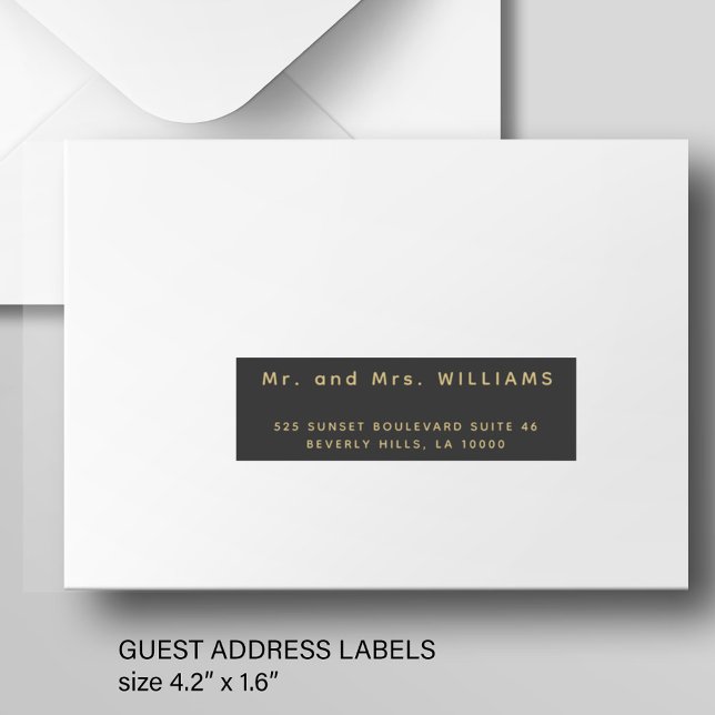 Simple 24 wedding guest address gold black labels  (Creator Uploaded)