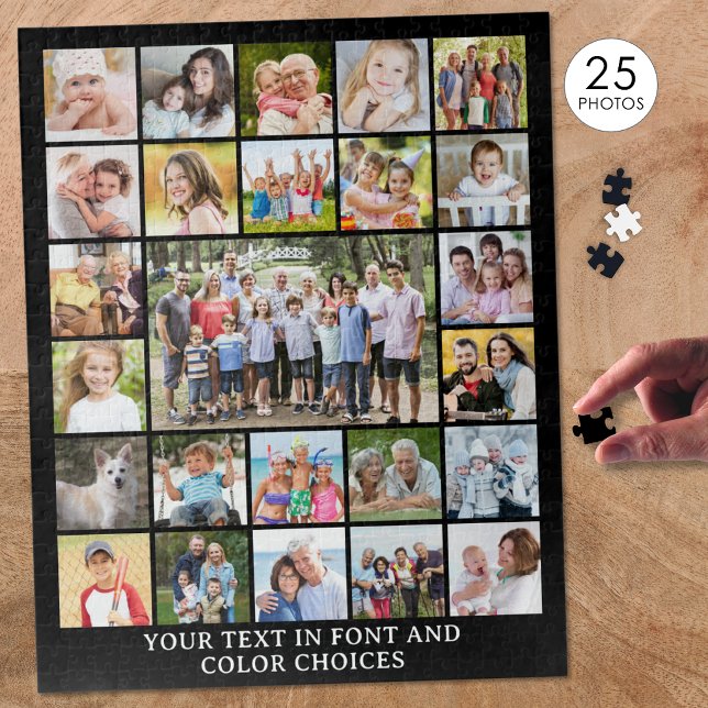Simple 25 Photo Collage Personalized Custom Jigsaw Puzzle (Creator Uploaded)