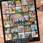 Simple 25 Photo Collage Personalized Custom Jigsaw Puzzle<br><div class="desc">Create a fun, memorable activity with this photo collage keepsake puzzle utilizing an easy-to-upload template with 25 photos and personalized with your custom text in your choice of font style and colours (shown in white on black). OPTIONS: The sample is shown on the 16x20" size and 520 pieces--other sizes and...</div>