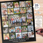 Simple 25 Photo Collage Personalized Custom Jigsaw Puzzle<br><div class="desc">Create a fun, memorable activity with this photo collage keepsake puzzle utilizing an easy-to-upload template with 25 photos and personalized with your custom text in your choice of font style and colours (shown in white on black). OPTIONS: The sample is shown on the 16x20" size and 520 pieces--other sizes and...</div>