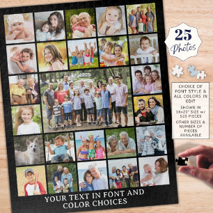 Simple 25 Photo Collage Personalized Custom Jigsaw Puzzle