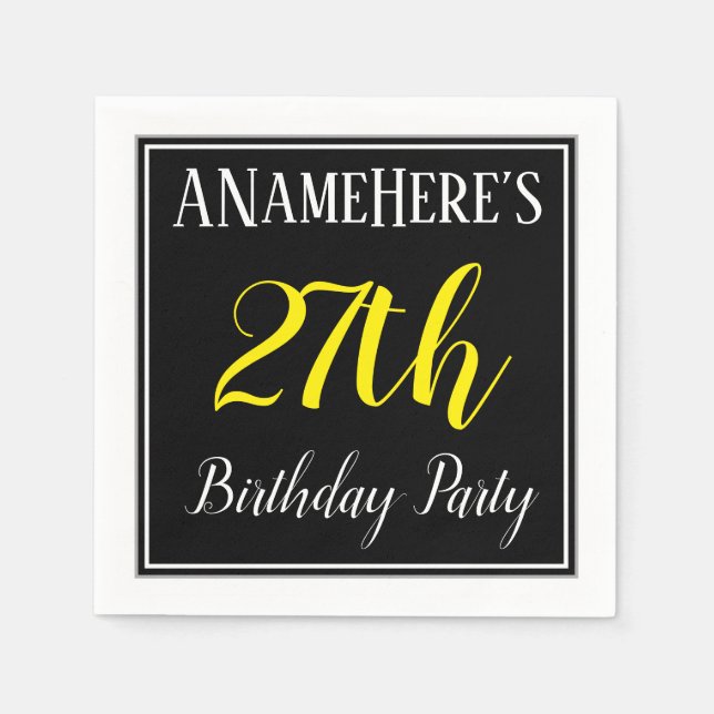 Simple, 27th Birthday Party w/ Custom Name Napkin (Front)