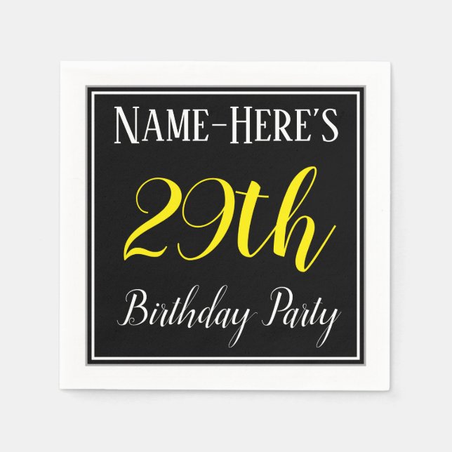 Simple, 29th Birthday Party w/ Custom Name Napkin (Front)