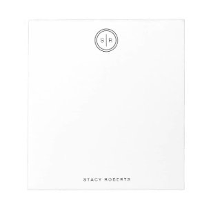 Simple 2 Initial Circle Monogrammed Notepad