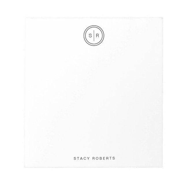 Simple 2 Initial Circle Monogrammed Notepad (Front)