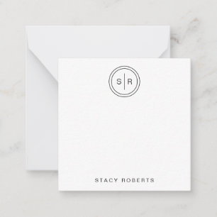 Simple 2 Initial Circle Monogrammed Square Card