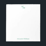 Simple 2 Monogram Initial Professional Green  Notepad<br><div class="desc">Simple 2 Monogram Initial Professional Desk Classic Green Minimalist Notepad</div>