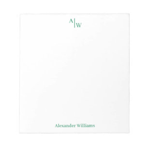 Simple 2 Monogram Initial Professional Green Notepad