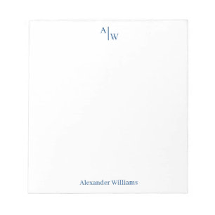 Simple 2 Monogram Initial Professional Navy Blue Notepad