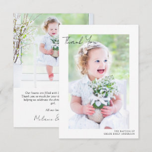Simple 2 Photo Baptism Christening Thank You Card