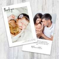 Simple 2 Photo Birth Announcement Thank You Card
