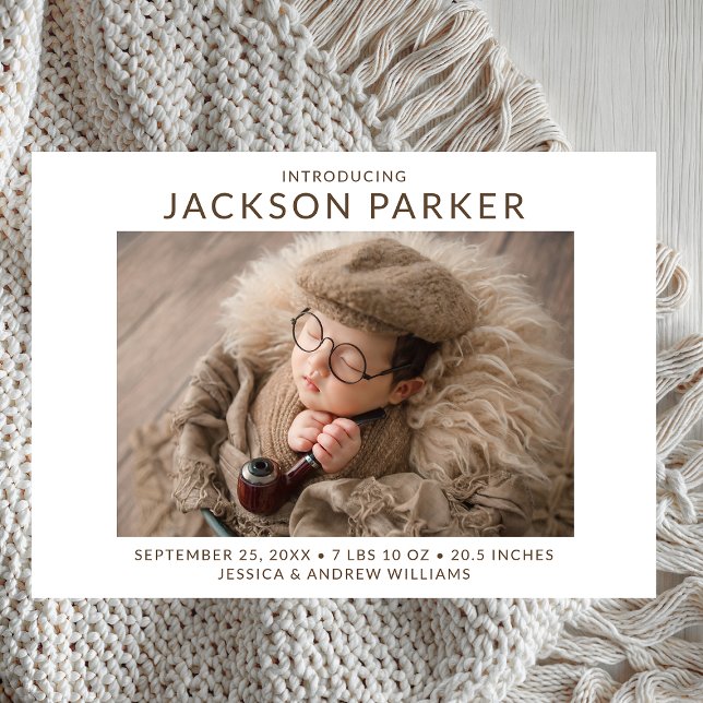 Simple 2 Photo Boy Birth Announcement (Creator Uploaded)
