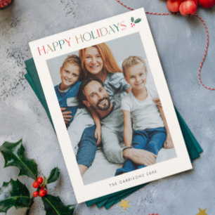 Simple 2 Photo Colourful Happy Holiday Card