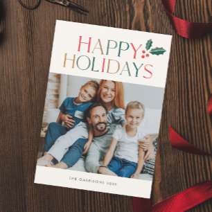 Simple 2 Photo Colourful Happy Holiday Card