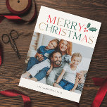 Simple 2 Photo Colourful Merry Christmas Holiday Card<br><div class="desc">Simple 2 Photo Colourful Merry Christmas Holiday Card. Click the edit/personalize button to customize this design with your photos and text.</div>