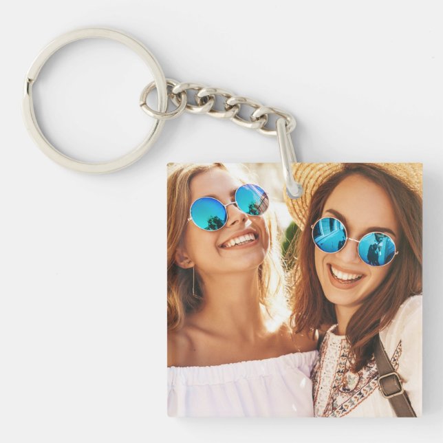 Simple 2 Photo Double-Sided Best Friends Keychain (Front)