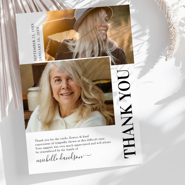 Simple 2 Photo Funeral Merci Note (Créateur téléchargé)