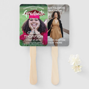 Simple 2 Photo Overlay Inspirational Graduation Hand Fan