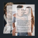 Simple 2 Photo Overlay Wedding Itinerary Program<br><div class="desc">A simple elegant 2 photo overlay wedding design. This contemporary modern design is ideal for all seasons Spring, Summer, Fall and Winter weddings. A stylish vellum look overlay with black calligraphy typography. A classy elegant wedding itinerary program design with modern simple elements. Matching wedding stationery items and other wedding invite...</div>