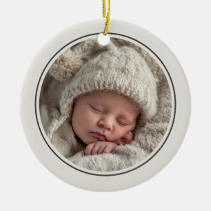 Simple 2 Photo Template Personalized Frame Ceramic Ornament