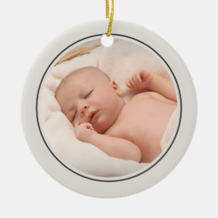 Simple 2 Photo Template Personalized Frame Ceramic Ornament