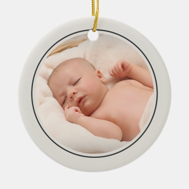 Simple 2 Photo Template Personalized Frame Ceramic Ornament (Front)