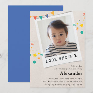 Simple 2nd birthday invitations Blue Photo