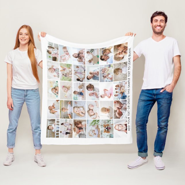 Simple 30 Photo Collage Personalized Fleece Blanket (In Situ)
