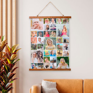 Simple 33 Photo Collage Personalized Custom Hanging Tapestry