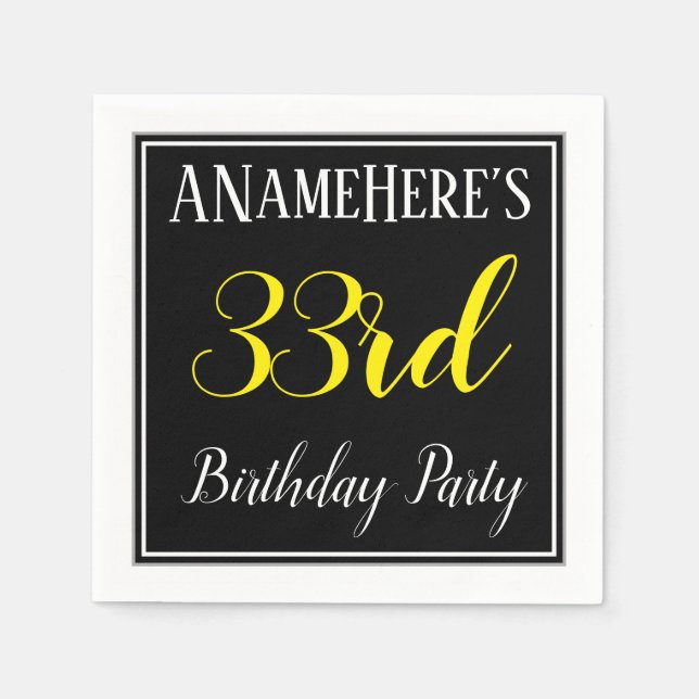 Simple, 33rd Birthday Party w/ Custom Name Napkin (Front)