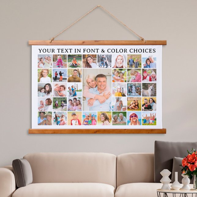 Simple 35 Photo Collage Custom Personalized Hanging Tapestry (Creator Uploaded)