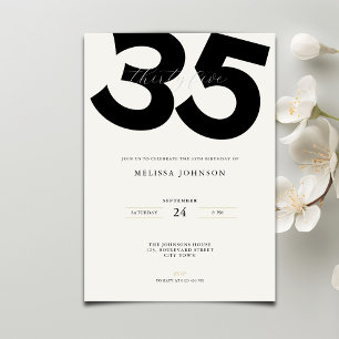 Simple 35th Birthday Invitation: Minimal Style Invitation