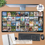 Simple 36 Photo Collage Custom Colour Personalized Desk Mat<br><div class="desc">Create your own custom colour photo desk mat utilizing this easy-to-upload photo collage template featuring 36 square pictures of various shapes and sizes and personalized with a name, monogram or text in your choice of font styles and colour. You can delete the sample text to leave blank and choose your...</div>