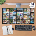 Simple 36 Photo Collage Custom Colour Personalized Desk Mat<br><div class="desc">Create your own custom colour photo desk mat utilizing this easy-to-upload photo collage template featuring 36 square pictures of various shapes and sizes and personalized with a name, monogram or text in your choice of font styles and colour. You can delete the sample text to leave blank and choose your...</div>