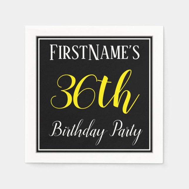 Simple, 36th Birthday Party w/ Custom Name Napkin (Front)