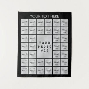 Simple 37 Photo Collage Personalized Backdrop Tapestry