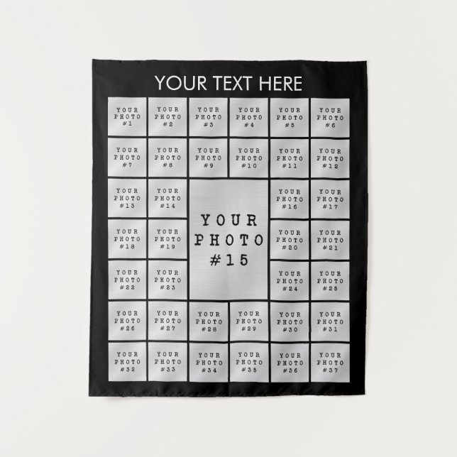 Simple 37 Photo Collage Personalized Backdrop Tapestry (Front)