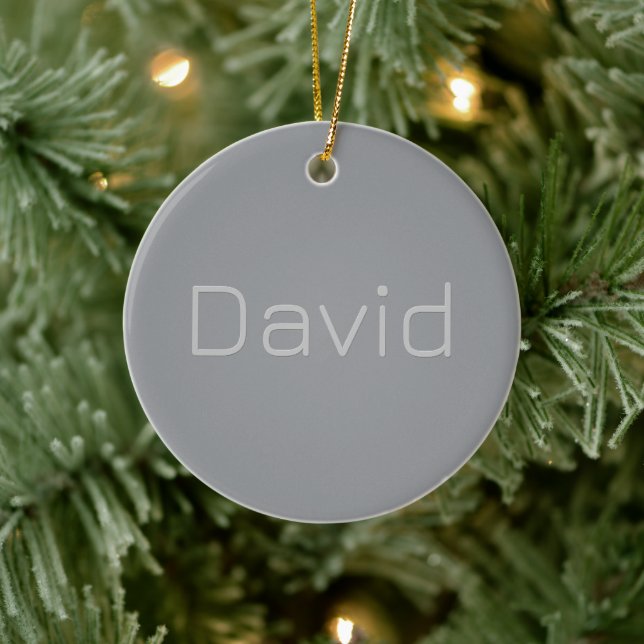 Simple 3 Dimensional Looking Text | Grey Ceramic Ornament (Tree)