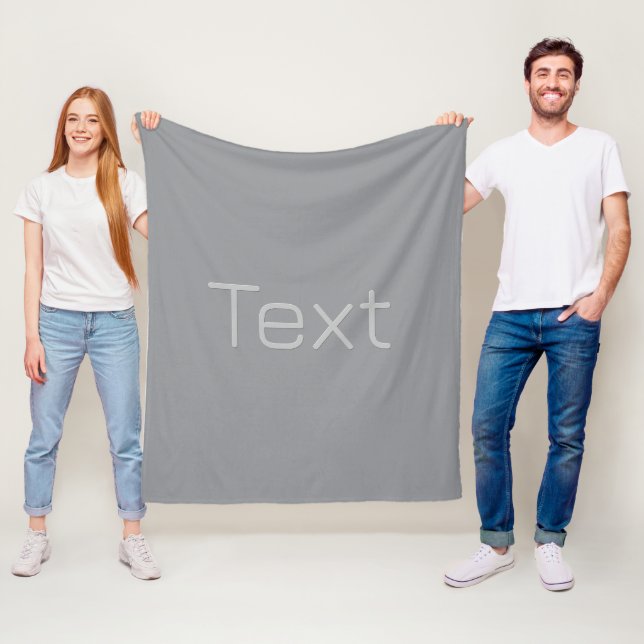 Simple 3 Dimensional Looking Text | Grey Fleece Blanket (In Situ)