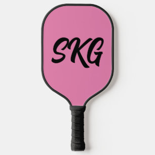 SIMPLE 3 LETTER MONOGRAM PINK PICKLEBALL PADDLE
