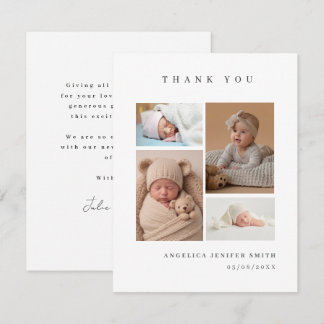 Simple 3 Photo Baby Thank You Card
