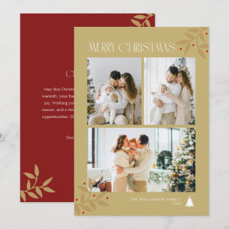 Simple 3 photo christmas holiday card