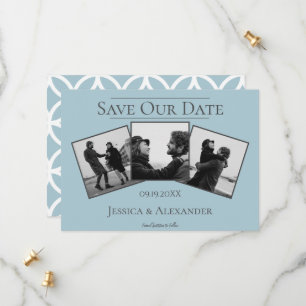 Simple 3 Photo Collage   Blue Save The Date