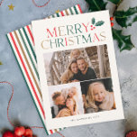 Simple 3 Photo Collage Colourful Merry Christmas Holiday Card<br><div class="desc">Simple 3 Photo Collage Colourful Merry Christmas Holiday Card. Click the edit/personalize button to customize this design with your photos and text.</div>